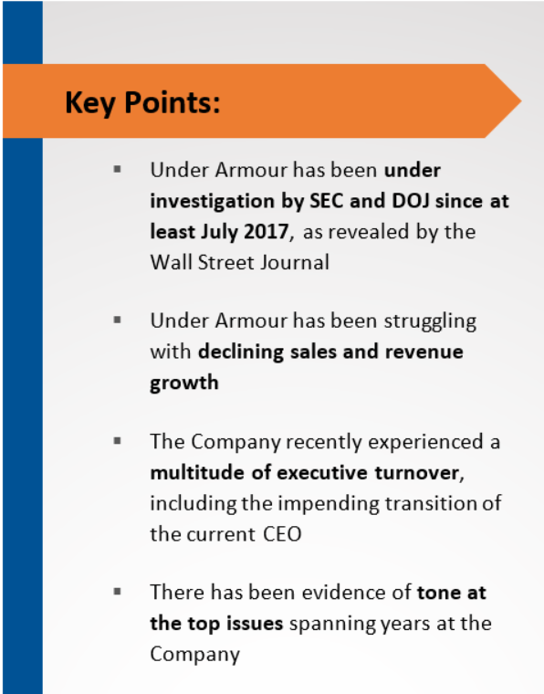 Armour Under Fire Undisclosed Investigations