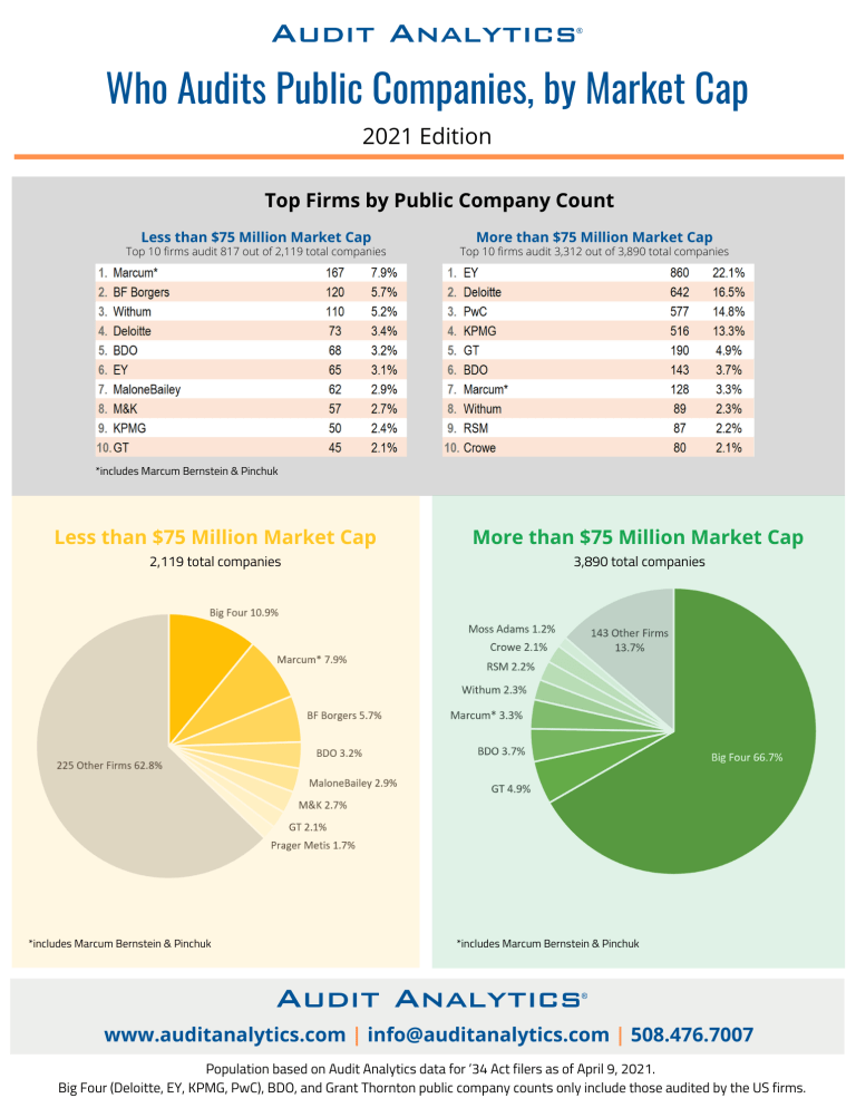Who Audits Public Companies, by Market Cap 2021 Edition Who Audits